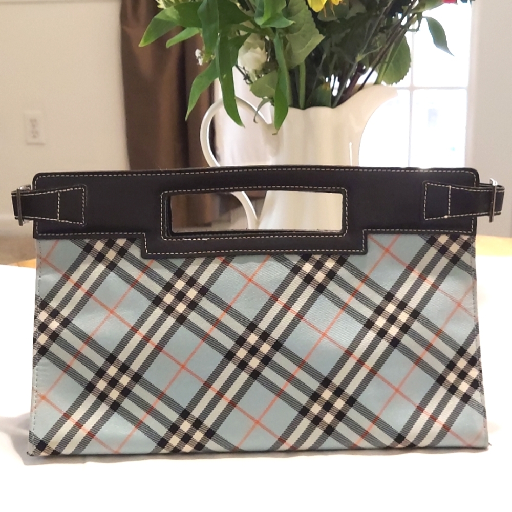 Burberry Nova Check Handbag, Canvas, Leather, Snap Close, Light Blue, RARE!!! - Picture 1 of 9